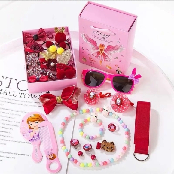 Children's Hair Accessories‎ Wine Red (hard box set of 28) NEW - Picture 1 of 5